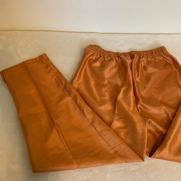 Women's Orange Silky Ankle Pants size M - Picture 4 of 7